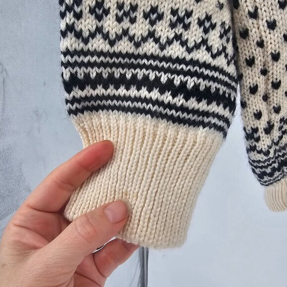 VTG Dale of Norway Wool METAL Clasp Sweater Pullover S FAIR ISLE NORDIC Birdseye - Picture 6 of 14